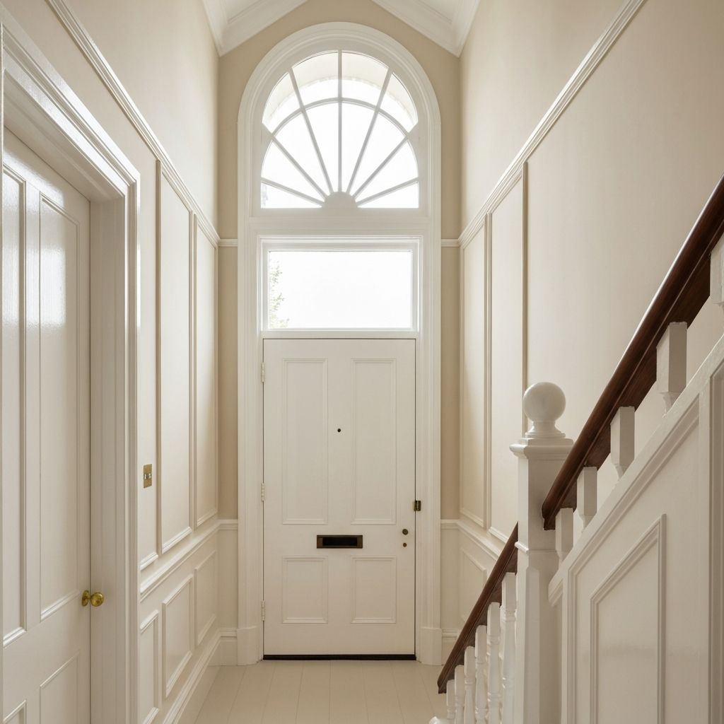 Beautiful hallway with freshly painted walls and glossy woodwork